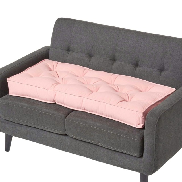 Homescapes Pink Cotton 2 Seater Booster Cushion Pink Pink H 10 x W 100 x D 48 cm