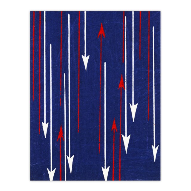 "Red Blue Arrows Textile Pattern Retro Japan Wall Art Print Korin 12x16"""