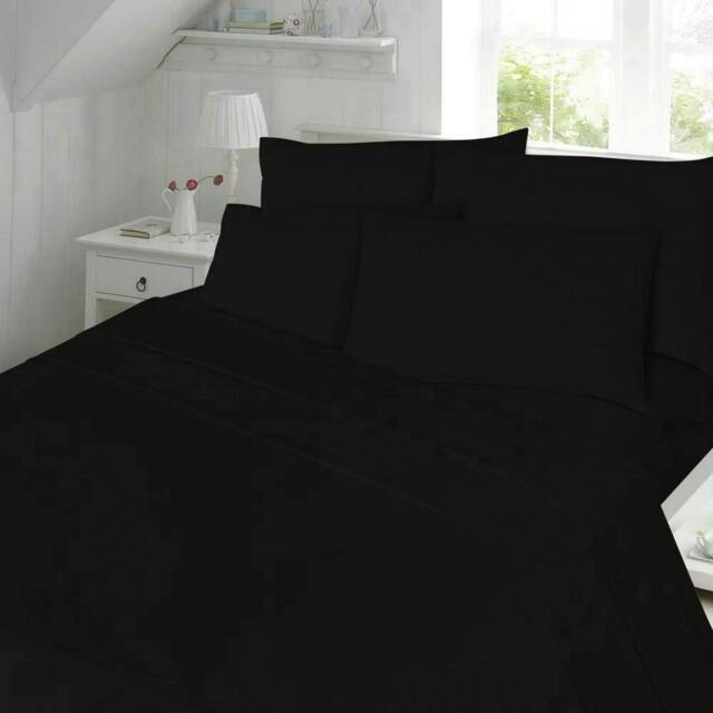 T180 Percale Duvet Cover Set - Super King - Black