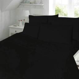 T180 Percale Duvet Cover Set - Super King - Black