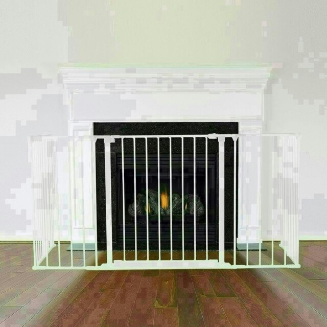 Safetots Multi Panel Fire Surround, 51cm Deep x 138cm Wide, White, 70cm Tall, Child and Pet Safety, Baby and Toddler Fire Guard