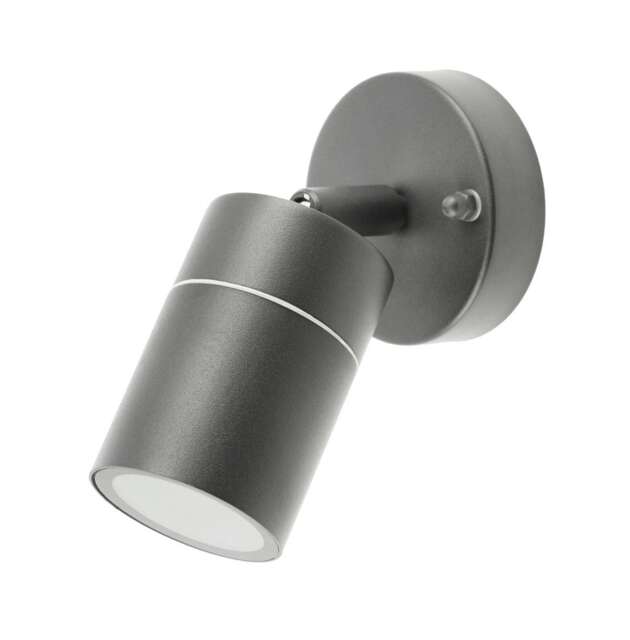 CGC MIA Dark Grey Stainless Steel GU10 Adjustable Outdoor Wall Light IP44 Multi Grey / silver Height: 15 cm, Width: 8.5 cm, Depth: 15 cm