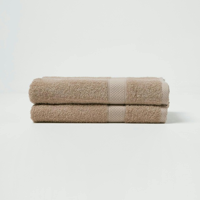 Homescapes Turkish Cotton Bath Towel Set of 2 - Stone Cream Bath towel 2