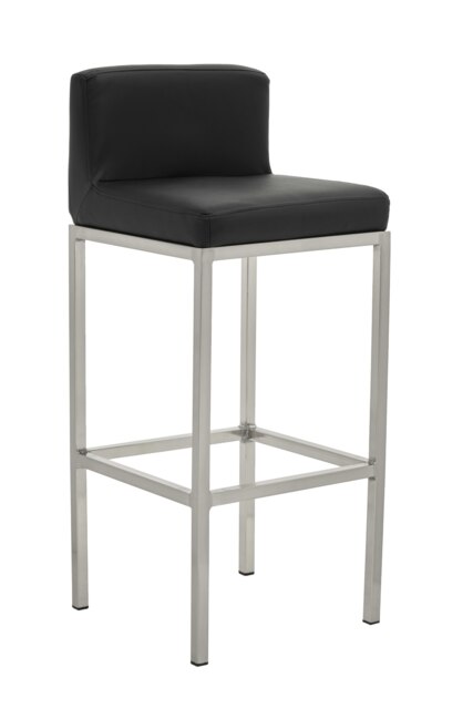 Orsina Black PU and Chrome Finish Bar Chair, Glam Touch Indoor Metal Bar Stool, Footrest Bar Chair