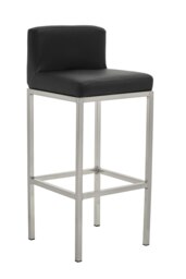 Orsina Black PU and Chrome Finish Bar Chair, Glam Touch Indoor Metal Bar Stool, Footrest Bar Chair