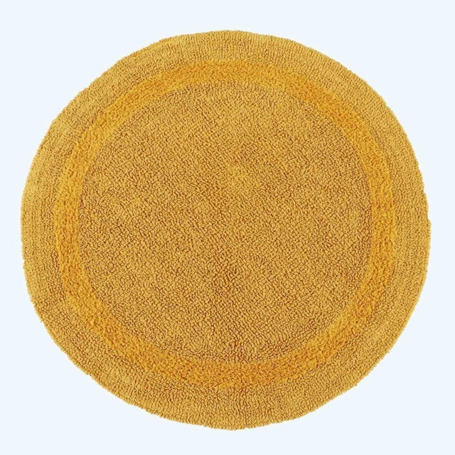 Homescapes Luxury Reversible Round Bath Mat - Mustard Yellow Mustard Yellow