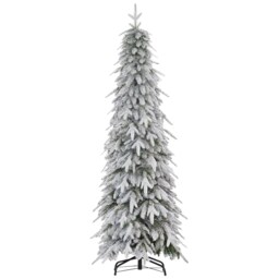 HOMCOM 6ft Pencil Artificial Christmas Tree, Snow Flocked mas Tree with Downswept Branches and 600 Tips, Auto Open, Steel Base, Holiday Decoration for Home Office, Green