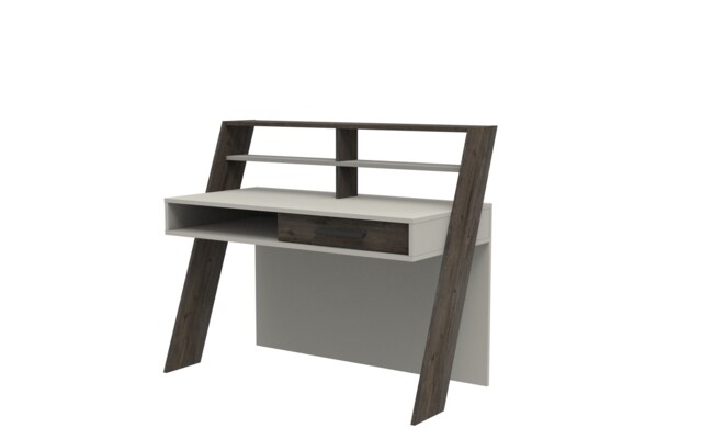 Decorotika Soho Computer Desk with Open Shelves and Drawer - W 123 cm x H 104 cm x D 59 cm