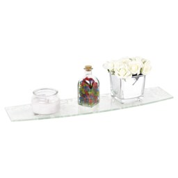 Large Bowed Floating Glass Wall Shelves Damask Floral Design with Clip Supports White White Design