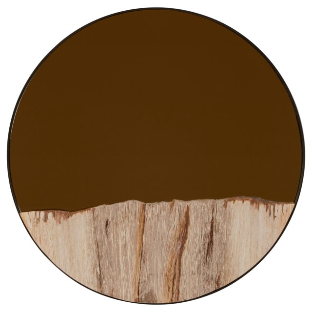 Orsina Petrified Wood Tile Small Round Mirror