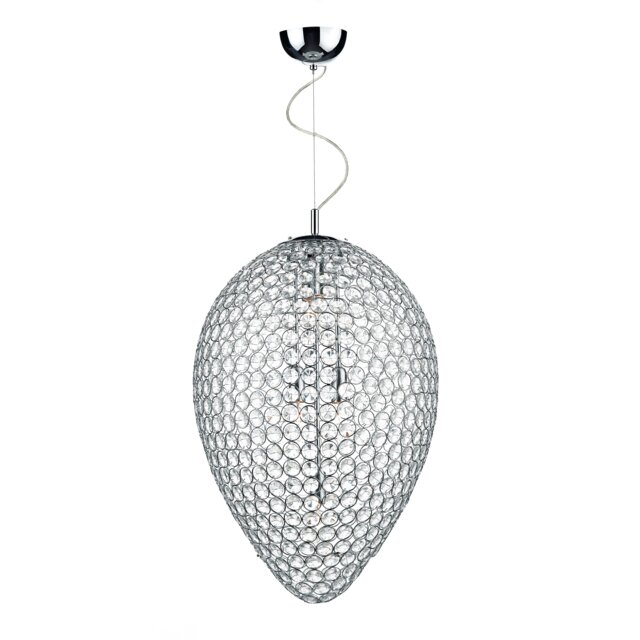 Frost 5 Light Pendant Polished Chrome and Clear Faceted Crystal