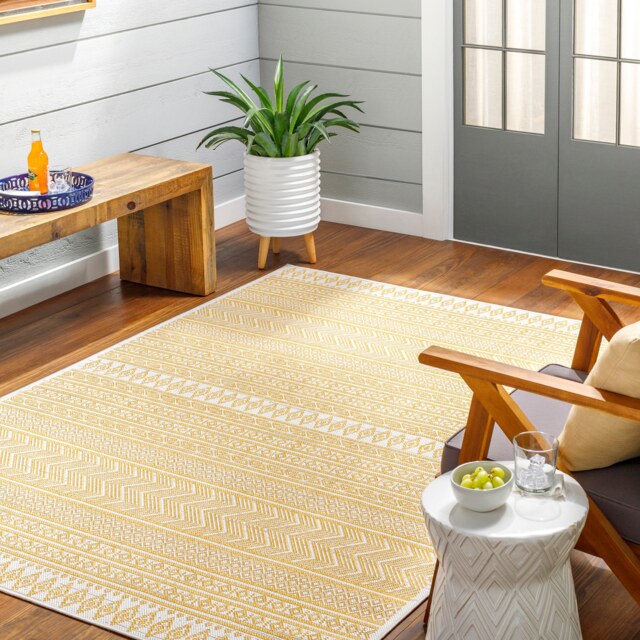 LIVABLISS Eagean-Global In- & Outdoor Rug 160 x 230 cm Yellow Ivory Off-White