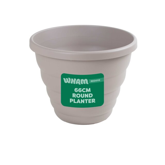 Wham Beehive 66cm Round Plastic Garden Planter Grey Fawn