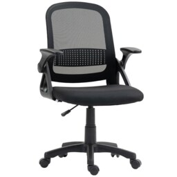 HOMCOM Ergonomic Swivel Computer Chair with Flip-up Armrests, Black