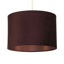 Plum 30cm Velvet Drum Shade Silk Liner