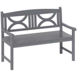 Outsunny 2-Seater Chair, Wooden Garden Bench, Outdoor Patio Loveseat for Porch, Grey Grey Grey