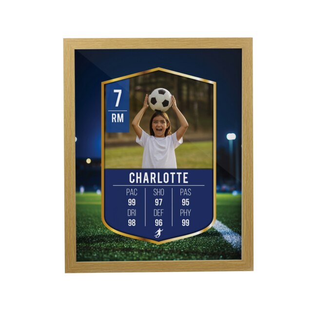Personalised Photo Upload Football Card Football Oak Poster Frame Brown One Size