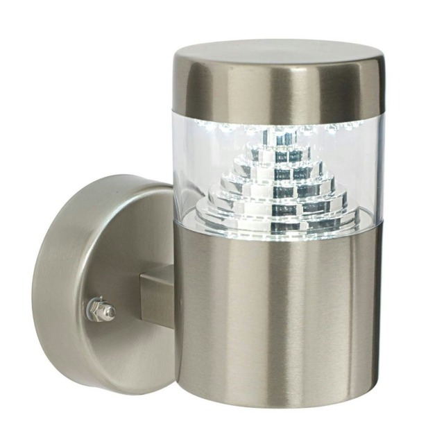 Pyramid 1 Light Outdoor Wall Light Stainless Steel, Polycarbonate IP44