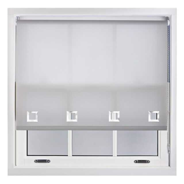 FURNISHED Daylight Roller Blinds with Large Eyelets Cut to Size Sheer Fabric Grey Grey (W) 60cm x (L) 210cm