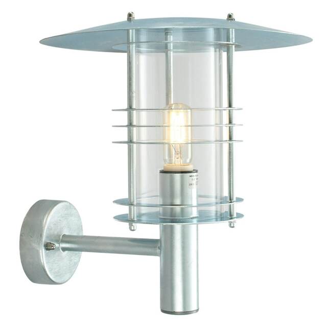 Stockholm 1 Light Outdoor Wall Lantern Light Galvanised IP54, E27