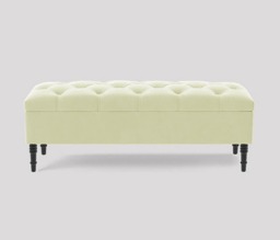 Alyana 150cm Wide Tufted Rectangle Ottoman Storage Bench - Upholstery Velvet Shoe Bench with Turned Wooden Legs