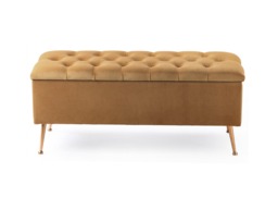 137cm Amara Chesterfield Ottoman Storage Bench - Plush Velvet Shoes Bench - Mink Upholstery Footstool Storage with Legs