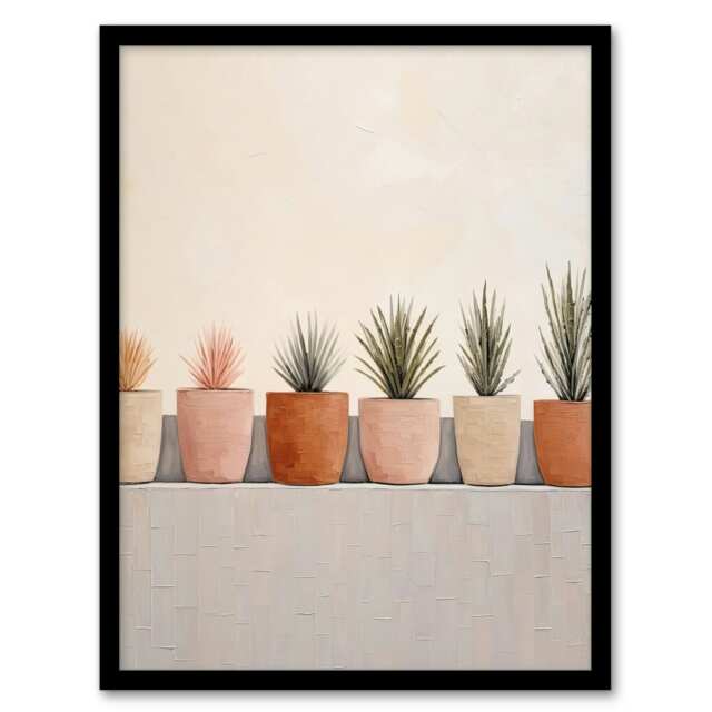 Growing Plants Neutral House Calm Home Decor Black Framed Wall Art Print A4