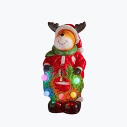 25cm Light up Rudy Rudolph Christmas Hand Painted Decoration with LEDs