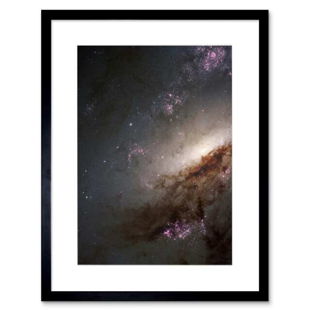 "NASA Hubble NGC 4258 Messier 106 Spiral Galaxy 9x7"" Black Framed Wall Art Print"