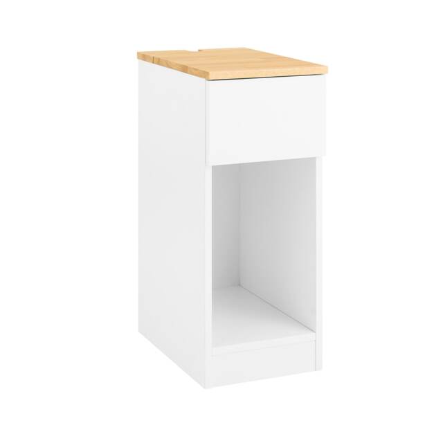 SoBuy FBT111-II-WN,Slim Bedside Table with Drawer and Shelf White White 1
