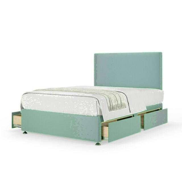 Duckegg Plush Velvet 4 Drawer Divan Base and Valencia Headboard Small Double