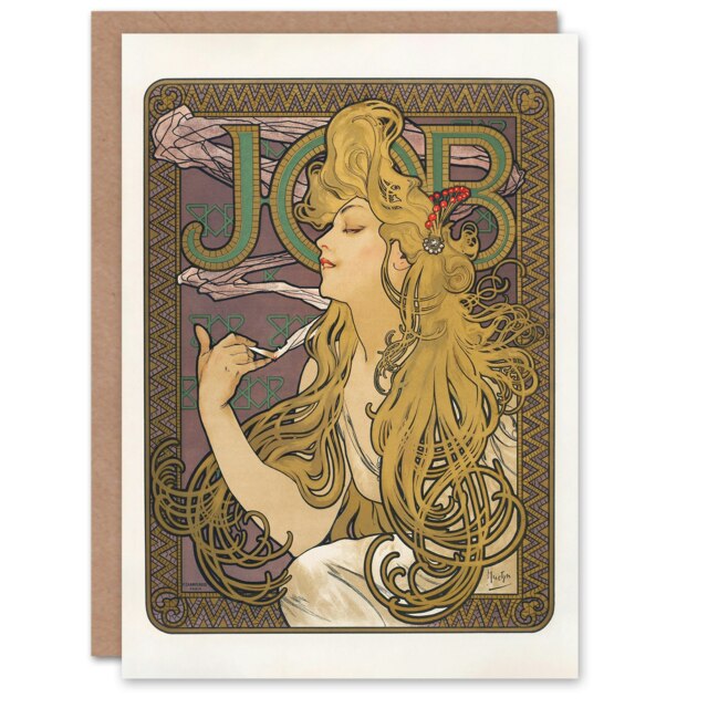Alphonse Mucha Art Card Job Paper Vintage Advert Art Nouveau