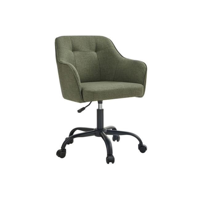 Adjustable Office Chair with Armrests and Cotton-Linen Fabric, Home Study Desk Chair, Olive Green