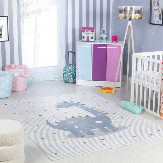 LIVABLISS Lillian-Kids Washable Rug 160 x 213 cm Beige Blue Orange Grey
