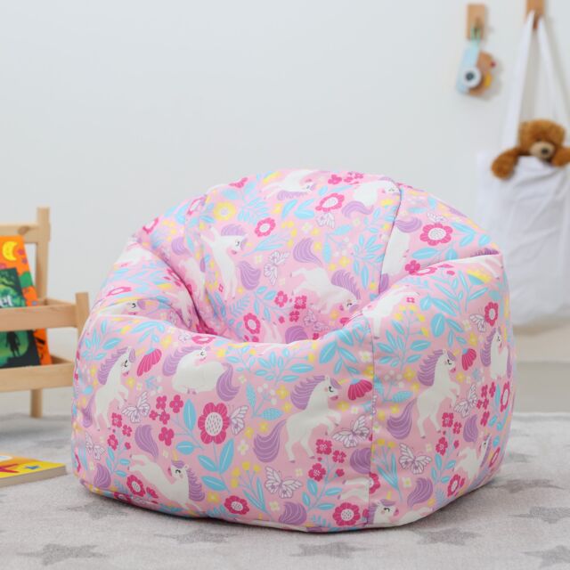 Kids Unicorn Bean Bag Chair Purple Childrens Bean Bags Pink Purple 1