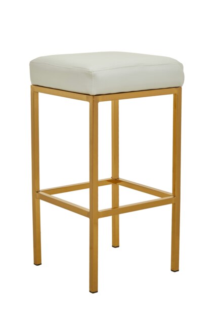Orsina Baina White Pu And Gold Finish Bar Stool