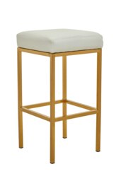 Orsina Baina White Pu And Gold Finish Bar Stool