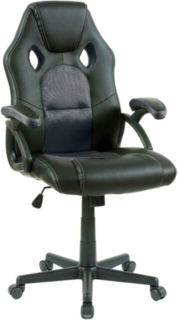 Neo Grey Faux Leather Sport Racing Gaming Office Chair