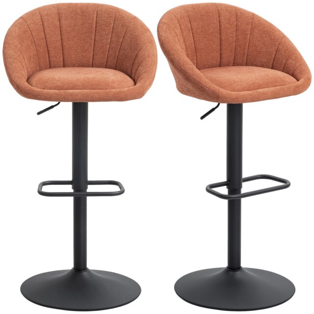 HOMCOM Swivel Bar Stools Set of 2 Height Adjustable Bar Chairs Orange Orange