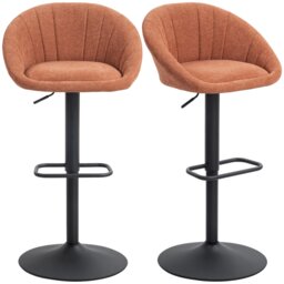 HOMCOM Swivel Bar Stools Set of 2 Height Adjustable Bar Chairs Orange Orange