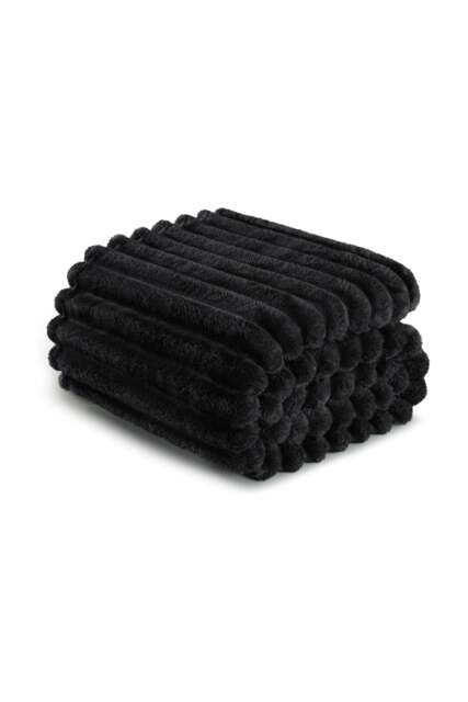 Ribbed Jacquard Fleece Blanket Throw 200x240cm - Soft & Cosy Bed Throw