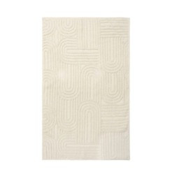 OHS 2 x Jacquard Arches Textured 100% Cotton 500GSM Absorbent Bath Towels, 70x115cm - Cream
