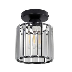 LED Ceiling Lights Semi Flush Pendant Light Glass Lampshade Black Round