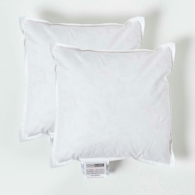 "Homescapes Luxury Duck Feather Cushion Pad Insert Inner 35 x 35 cm (14 x 14 inches) - Pack of 2 White 35 x 35 cm (14 x 14"")"