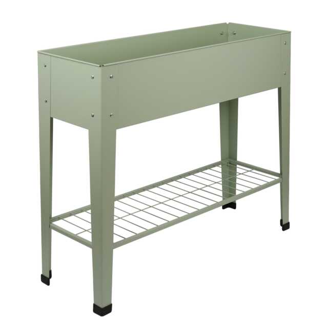Harbour Housewares Elevated Raised Garden Bed with Legs & Storage Shelf - Green Green Green