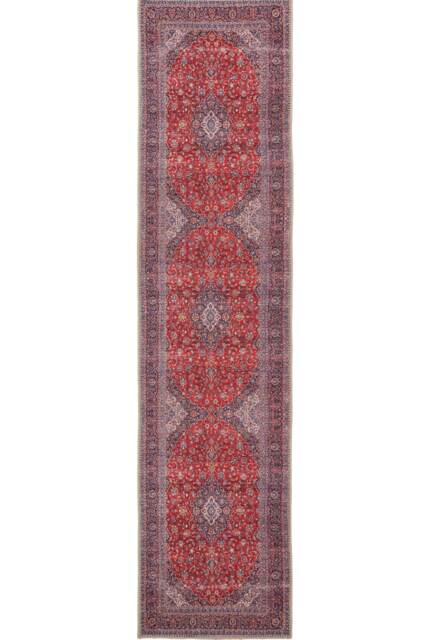 KUKOON Red Navy Blue Persian Style Non Slip Washable Low Pile Runner Rug 60cm x 240cm