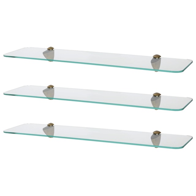 Harbour Housewares Rounded Floating Glass Shelf - 60cm - Metallic Brackets - Bathroom Shower Storage Vanity Display Unit Shelf Gold Gold 3