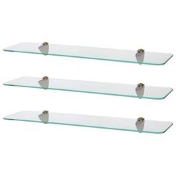 Harbour Housewares Rounded Floating Glass Shelf - 60cm - Metallic Brackets - Bathroom Shower Storage Vanity Display Unit Shelf Gold Gold 3