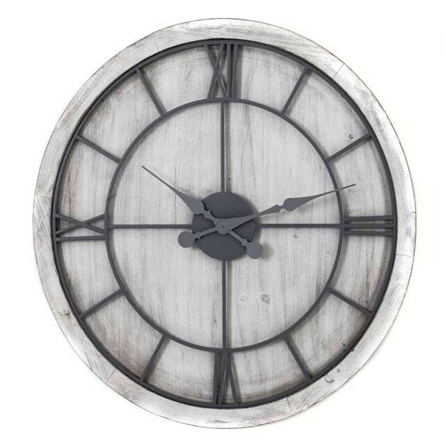 Williston Wall Clock - Metal - Wood - L5 x W60 x H60 cm - Silver - White White