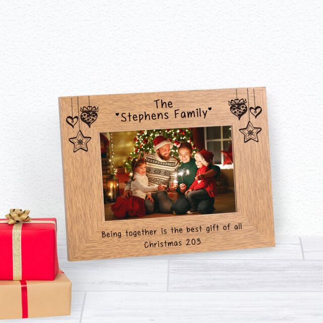 Personalised Festive Family Name Wood Picture Frame 7 x 5 Christmas